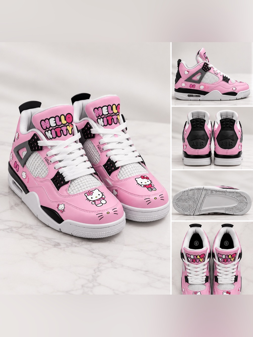 Hello Kitty Pink and White Kids High-Top Sneakers